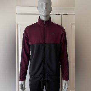 Adidas Men’s Full-Zip Track Jacket – Burgundy/Black – Large